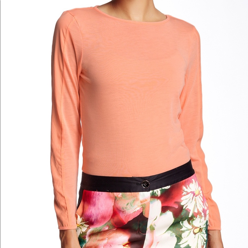 TED BAKER Asteea coral orange long sleeve top SZ 1